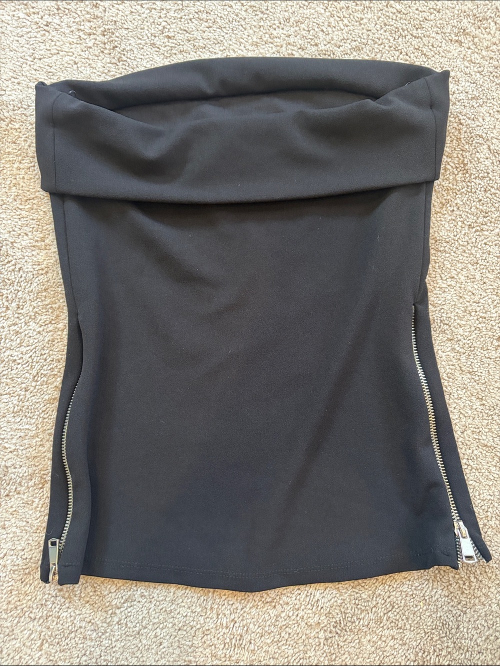 Zara Black strapless top with side zippers